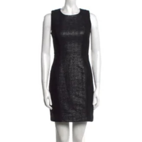 Milly Black Boucle & Coated Nylon Sleeveless Sheath Dress Sz 2 - EUC‎ - Picture 1 of 9